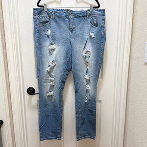 Torrid Women's Premium Boyfriend Distressed Denim Jeans Size 20R Medium Wash